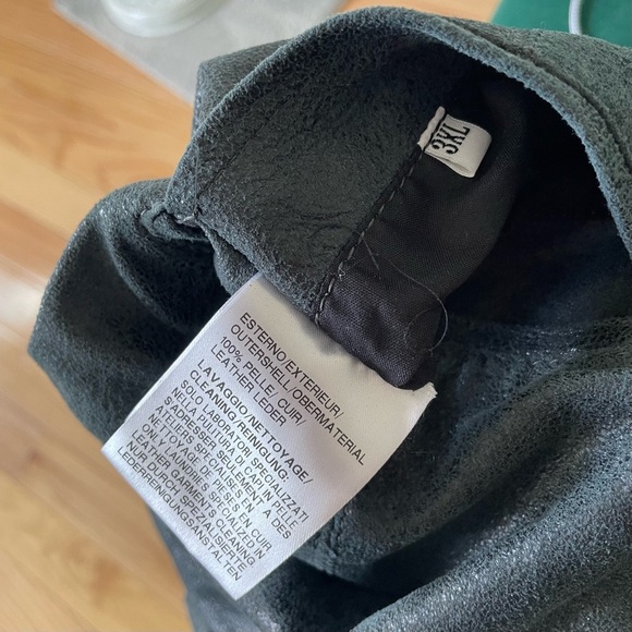 Gimo's GMS-75 Distressed Black High Cowl Neck Hidden Placket Leather Jacket 3XL - Picture 9 of 12